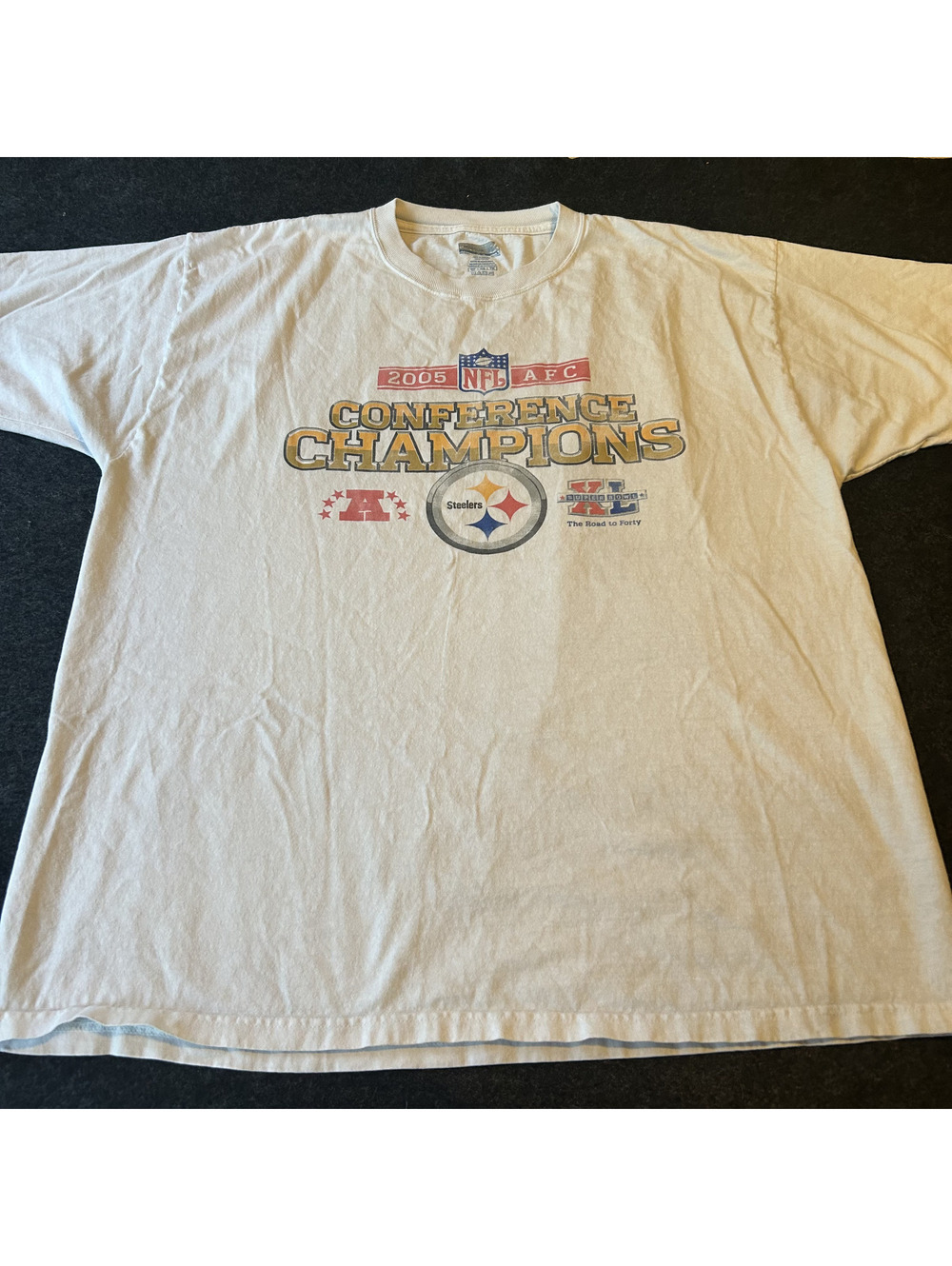 Vintage 2005 Pittsburgh Steelers AFC Conference Champions Super Bowl XL Shirt XL